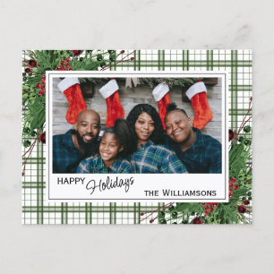 Classy Green Holly Red Berries botanische olie Briefkaart