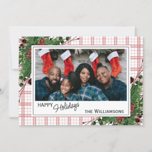 Classy Green Holly Red Berries botanische olie Feestdagenkaart