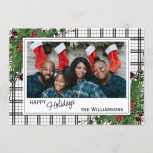 Classy Green Holly Red Berries botanische olie Feestdagenkaart