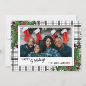 Classy Green Holly Red Berries botanische olie Feestdagenkaart (Voorkant)