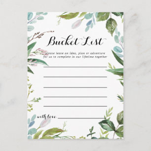 Classy Green Tropical Leaves Bucket List Kaarten