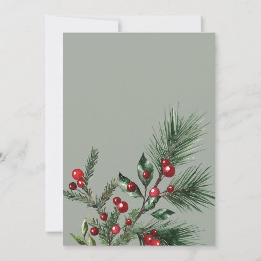 Classy Greenery Berries kerstfeest Kaart (Achterkant)
