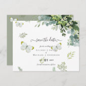 Classy Greenery Foliage Weddenschap redt de data Briefkaart (Voorkant / Achterkant)