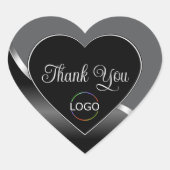 Classy Grey Black Wavy Silver Logo Schattige Bedan Hart Sticker (Voorkant)