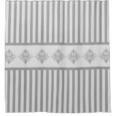 Classy Grey Gestreepte Elegant Damask Patroon Douchegordijn (Voorkant)