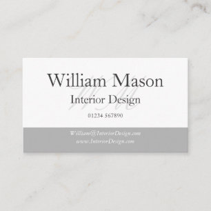 Classy Grey & White Monogram Visitekaartje