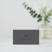 Classy Grey Zwart Eenvoudig Monogram Modern Elegan Visitekaartje (Staand voorkant)