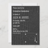classy gris cuir fête de graduation Invitation (Devant)