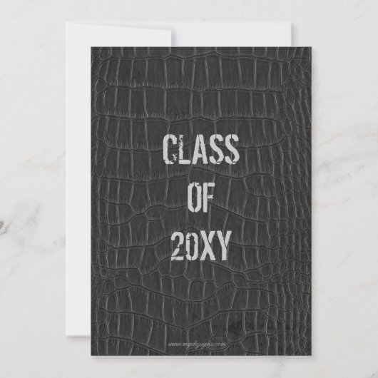 classy gris cuir fête de graduation Invitation (Dos)