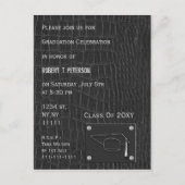 classy gris cuir fête de graduation Invitation (Devant)
