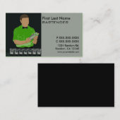 Classy groene bartender visitekaartjes (Voorkant / Achterkant)