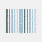 Classy Groot Lichtblauw Gestreept Patroon met Naam Fleece Deken (Voorkant (Horizontaal))