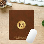 Classy Grown Leather Texture Monogram Initialen Muismat