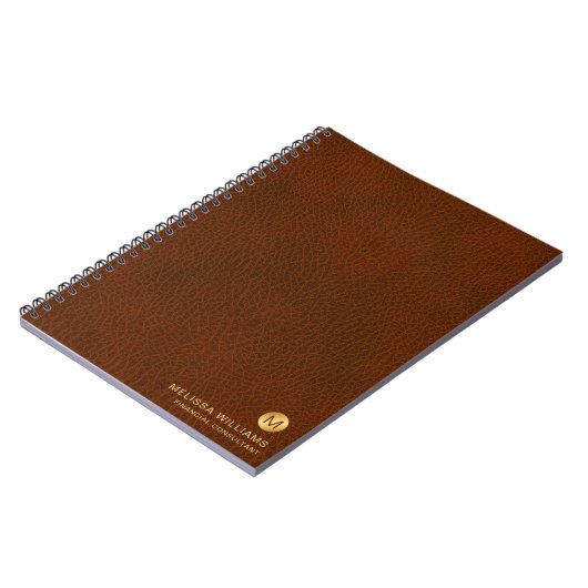 Classy Grown Leather Texture Monogram Initialen Notitieboek (Linkerzijde)