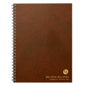 Classy Grown Leather Texture Monogram Initialen Notitieboek (Voorkant)