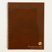 Classy Grown Leather Texture Monogram Initialen Planner (Voorkant)
