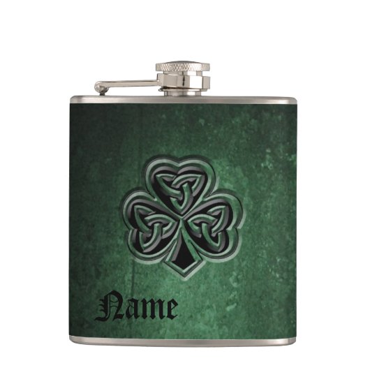 Classy grunge Irish geluksshamrock gepersonaliseer Heupfles (Voorkant)
