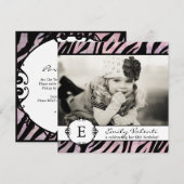 Classy Grunge Zebra Birthday Party Invitation Kaart (Voorkant / Achterkant)