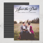 Classy handgeschreven kalligrafie foto Sla de datu Save The Date (Voorkant / Achterkant)