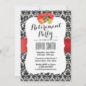 Classy Hibiscus en Ukulele Damask Retirement Party Kaart (Voorkant)