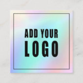 Classy holographic glitter elegant script busjes vierkante visitekaartje (Voorkant)