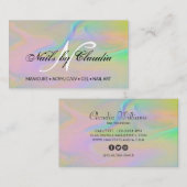 Classy holographic glitter elegant script busjes visitekaartje (Voorkant / Achterkant)