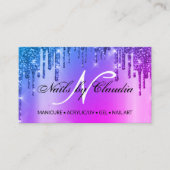 Classy holographic glitter script visitekaartje (Voorkant)