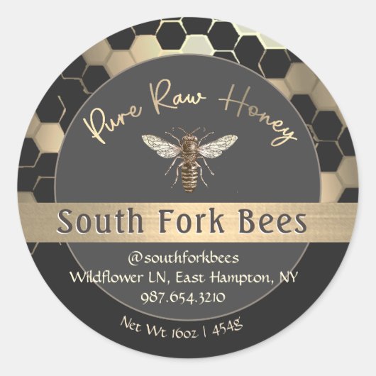 Classy Honey Étiquette Honeycomb Queen Bee Gold (Devant)