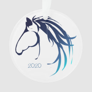 Classy Horse Head Logo Blue Shades voor Kerstmis Ornament