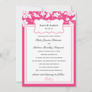 Classy Hot Pink Wedding Sjabloon Kaart