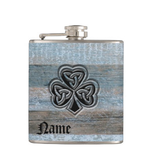 Classy Iers met geluk gepersonaliseerd in shamroc Heupfles