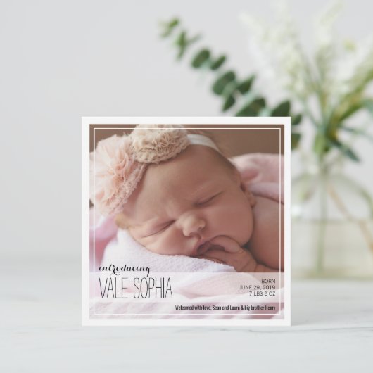 Classy Intro | Roze Baby Aankondiging (Staand voorkant)