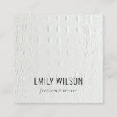 Classy Ivory White Leather Texture Review Request Vierkante Visitekaartje (Voorkant)