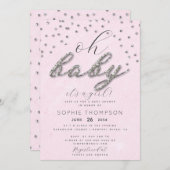 Classy Jewel Pink Sparkle Glitter Girl Baby shower Kaart (Voorkant / Achterkant)