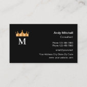 Classy King Crown Monogram Visitekaartje Design (Voorkant)