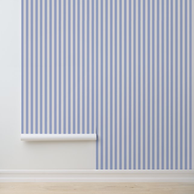 Classy Kustchic Lichtblauw Wit Strepen Behang (Applicatie)