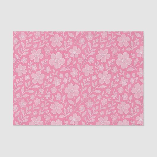 Classy laat bloemenkunstpatroon op heet roze tissuepapier (Voorkant)