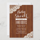 Classy Lace Corner Bois Bébé Douche Invitations (Devant)