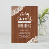Classy Lace Corner Bois Bébé Douche Invitations (Debout devant)