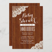 Classy Lace Corner Bois Bébé Douche Invitations (Devant / Derrière)
