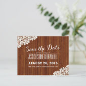 Classy Lace Corner Wood Achtergrond Bewaar de datu Aankondigingskaart (Staand voorkant)