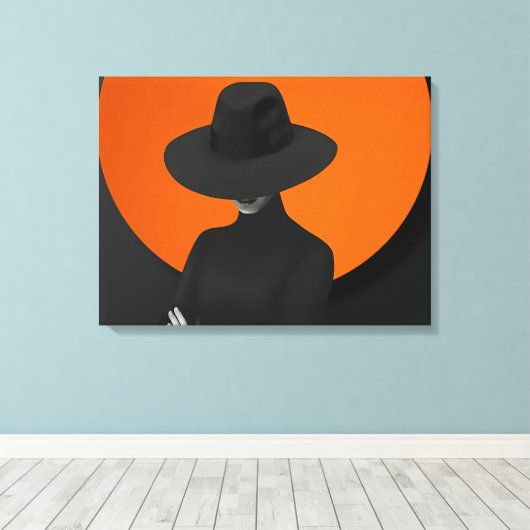 Classy Lady Pet zwart en Oranje design Canvas Afdruk (Insitu (Houten vloer))