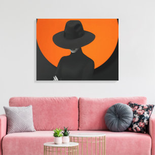 Classy Lady Pet zwart en Oranje design Canvas Afdruk