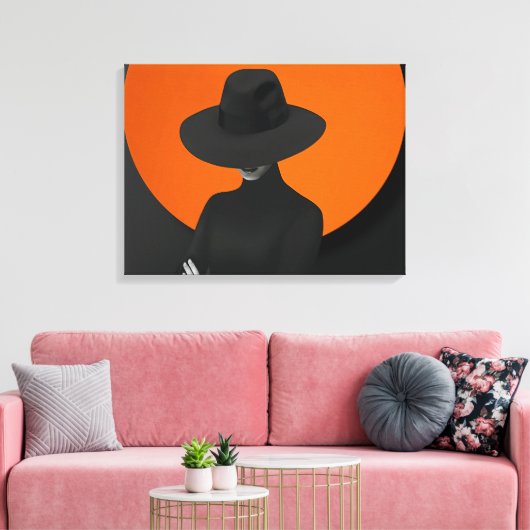 Classy Lady Pet zwart en Oranje design Canvas Afdruk (Insitu (Woonkamer))