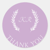 Classy Lavendel Paarse Bloemen Bruiloft Dank u Ronde Sticker (Voorkant)