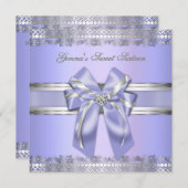 Classy Lavender en Silver Invite Kaart (Voorkant / Achterkant)