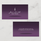 Classy Lavender Paars Music Teacher Visitekaartje (Voorkant / Achterkant)