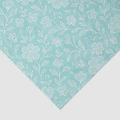 Classy Leaves Floral Art Pattern op Aqua Blue Tissuepapier (Detail)