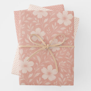 Classy Leaves Floral Art Pattern op Blush Pink Inpakpapier Vel
