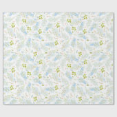 Classy Light Blue Floral Pattern Cadeaupapier (Vlak)
